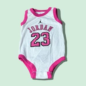 Baby Michael Jordan Basketball #23 White And Pink Tank Top Bodysuit Size 0-6 Mon